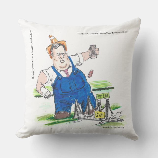Grappige Chris Christie Op Katoenen Worp Kussen (Voorkant)