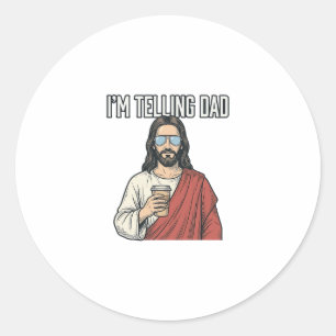 Grappige christelijke papa citaat vintage ronde sticker