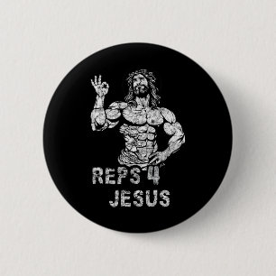 Grappige Christelijke Reps 4 Jezus Grappige Workou Ronde Button 5,7 Cm