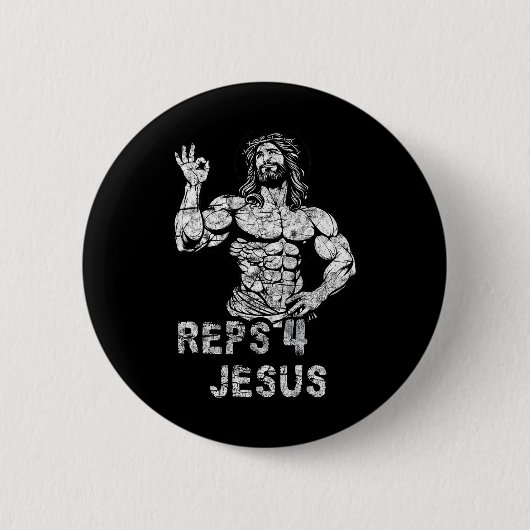 Grappige Christelijke Reps 4 Jezus Grappige Workou Ronde Button 5,7 Cm (Voorkant)