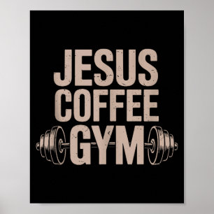 Grappige Christelijke Workout Jezus Koffie Gym Bar Poster