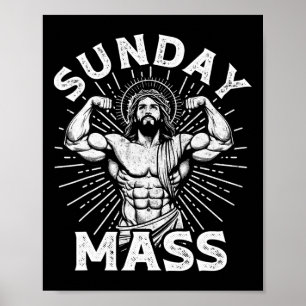 Grappige christelijke zondag M Bodybuilder Gym Jez Poster