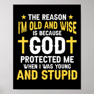 Grappige christen God beschermde me toen ik jong w Poster