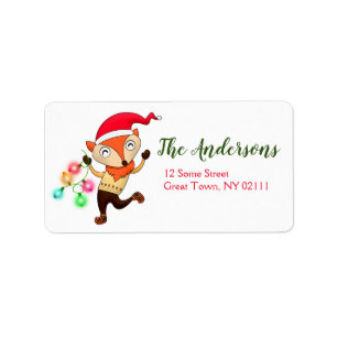 Grappige Christmas Fox Retour Adreslabels Etiket