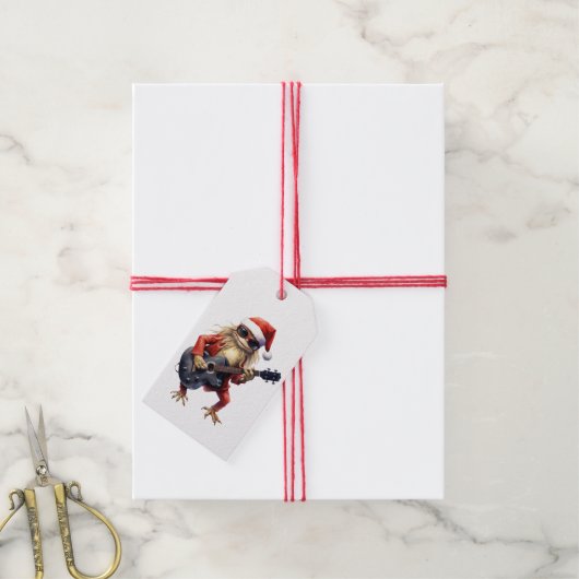 Grappige Christmas Frog Rock Band Gift Wrap To Fro Cadeaulabel (Met Touw)