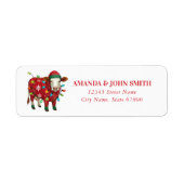 Grappige Christmas Highland Koe Retour Adreslabels Etiket (Voorkant)