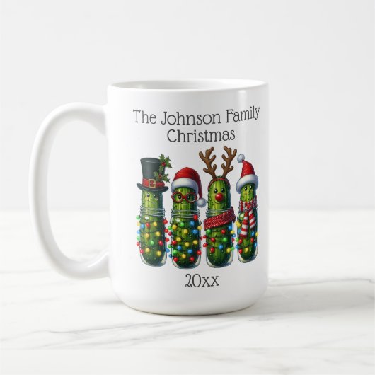 Grappige Christmas Pickles familienaam Koffiemok (Links)