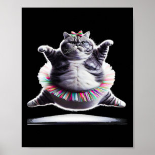 Grappige Chub Schattigee dansende kat Poster