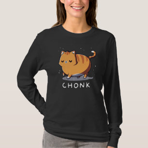 Grappige Chubby Happy Cat Kunstwerk T-shirt