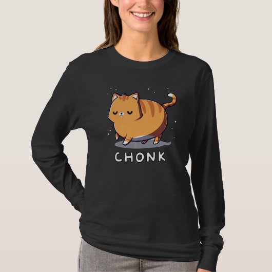 Grappige Chubby Happy Cat Kunstwerk T-shirt (Voorkant)