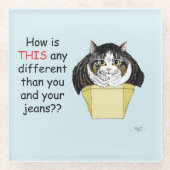 Grappige Chubby Tabby Cat Box Glazen Onderzetter (Voorkant)
