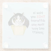 Grappige Chubby Tabby Cat Box Glazen Onderzetter (Achterkant)
