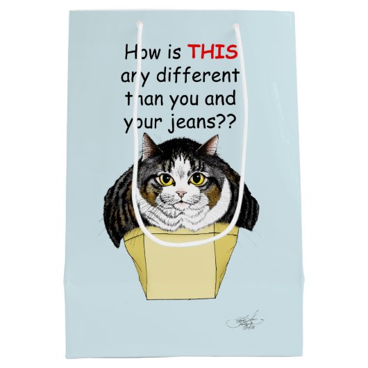 Grappige Chubby Tabby Cat Box Medium Cadeauzakje (Achterkant)