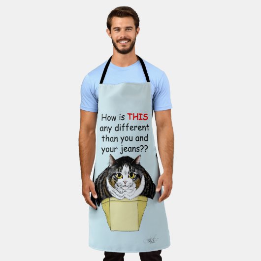 Grappige Chubby Tabby Cat Box Schort (Gedragen)