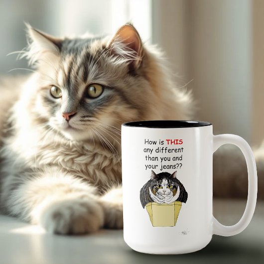 Grappige Chubby Tabby Cat Box Tweekleurige Koffiemok