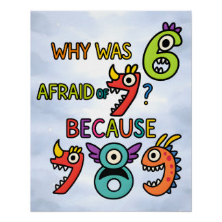 Grappige Cijfers Wiskunde Grap Sticker voor Kinder Perfect Poster
