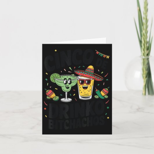 Grappige Cinco de Drinko Achos Margirita Tequila V Kaart (Voorkant)