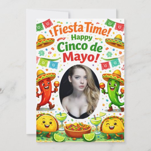 Grappige Cinco de Mayo 2026 Fiesta Tijd Taco Feest Kaart (Voorkant)