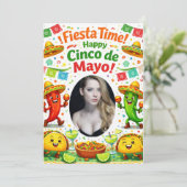 Grappige Cinco de Mayo 2026 Fiesta Tijd Taco Feest Kaart (Staand voorkant)