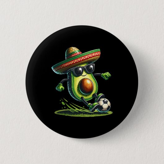 Grappige Cinco de Mayo avocado toont voetbalvaardi Ronde Button 5,7 Cm (Voorkant)