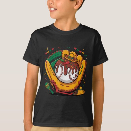 Grappige Cinco De Mayo Baseball Glove Lets Fiesta  T-shirt (Voorkant)