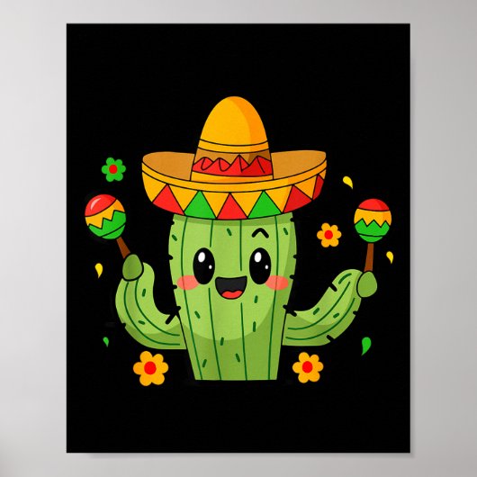 Grappige Cinco De Mayo Cactus Sombrero Fiesta Poster (Voorkant)