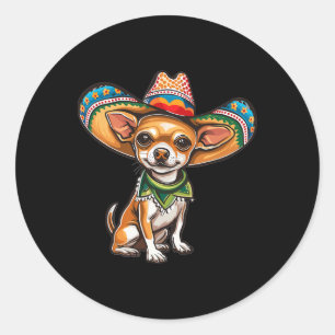 Grappige Cinco De Mayo Chihuahua Grafiek Ronde Sticker
