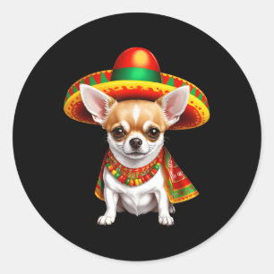 Grappige Cinco de Mayo Chihuahua Hondenliefhebbers Ronde Sticker