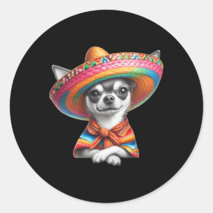 Grappige Cinco De Mayo Chihuahua-hondliefhebber  Ronde Sticker