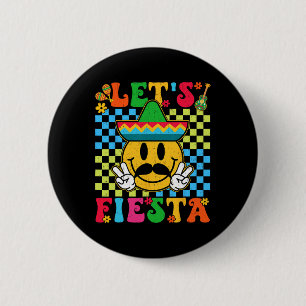 Grappige Cinco De Mayo Geruite Laten we Fiesta Gli Ronde Button 5,7 Cm