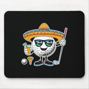 Grappige Cinco De Mayo Golfbal Met Sombrero Margar Muismat