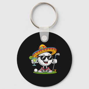 Grappige Cinco De Mayo-golfbal met sombrero-margar Sleutelhanger