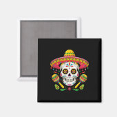 Grappige Cinco de Mayo Grappige schedel met Sombre Magneet (Voorkant / Achterkant)