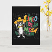 Grappige Cinco De Mayo Kat Sombrero Poncho Feest V Kaart (Gele Bloem)
