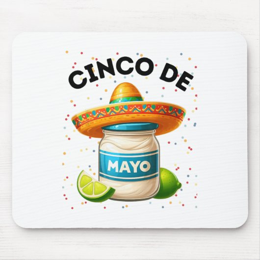 Grappige Cinco de Mayo Mayonnaise Jar Fiesta Manne Muismat (Voorkant)