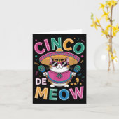 Grappige Cinco de Mayo Mexicaanse kat met Sombrero Kaart (Gele Bloem)