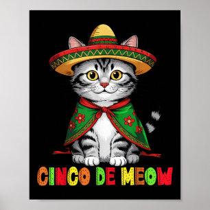 Grappige Cinco de Mayo Mexicaanse kat met Sombrero Poster