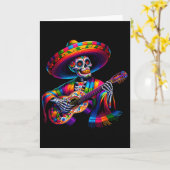 Grappige Cinco De Mayo Skelet Schedel Fiesta Sombr Kaart (Gele Bloem)