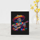 Grappige Cinco de Mayo skelet schedel Fiesta Sombr Kaart (Gele Bloem)
