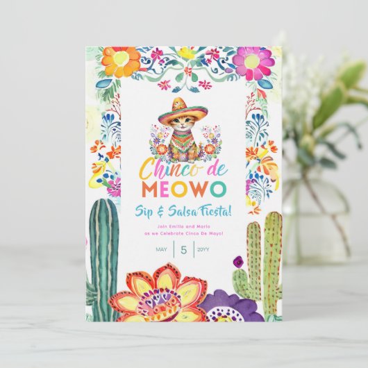 Grappige Cinco De Mayo Sla-en-Salsa-Kat-FIESTA     Kaart (Staand voorkant)