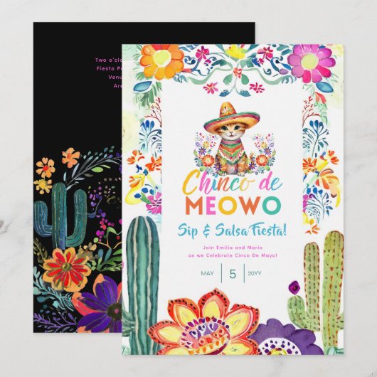 Grappige Cinco De Mayo Sla-en-Salsa-Kat-FIESTA     Kaart (Voorkant / Achterkant)