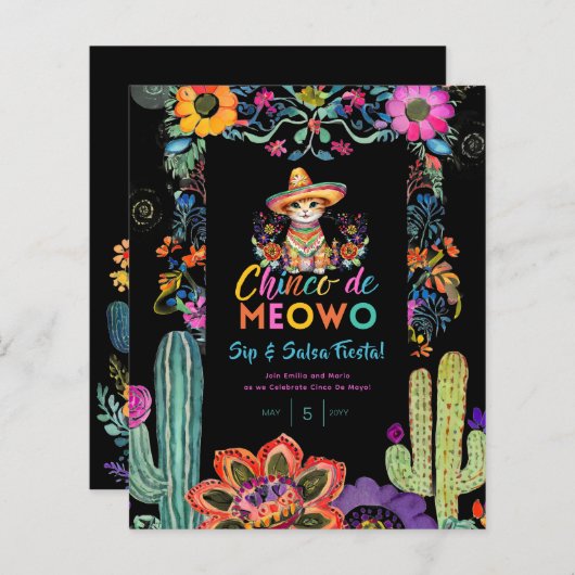 Grappige Cinco De Mayo Slurpen en Salsa Kat FIESTA (Voorkant / Achterkant)