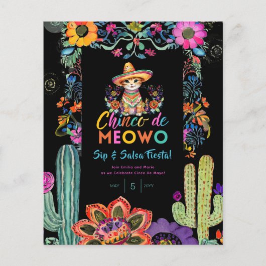 Grappige Cinco De Mayo Slurpen en Salsa Kat FIESTA (Voorkant)