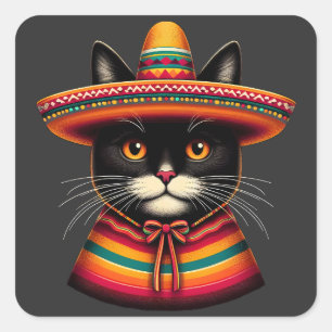 Grappige Cinco De Mayo Sombrero Festival Mexicaans Vierkante Sticker