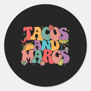 Grappige Cinco de Mayo Tacos en Margs Mexicaanse F Ronde Sticker