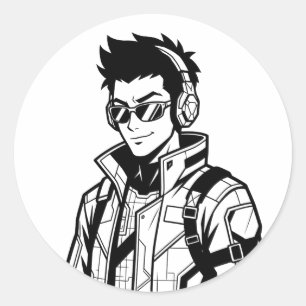 Grappige Cinematic Anime Karakter Grafische Hoodie Ronde Sticker
