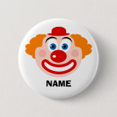 Grappige circus clown knoppen met aangepaste naam ronde button 5,7 cm (Voorkant)