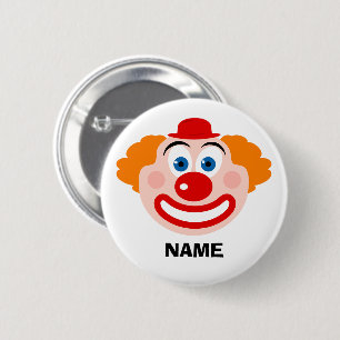 Grappige circus clown knoppen met aangepaste naam ronde button 5,7 cm
