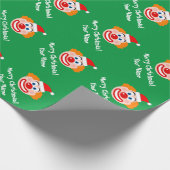 Grappige circus clown met kerstmuts cadeaupapier (Hoek)