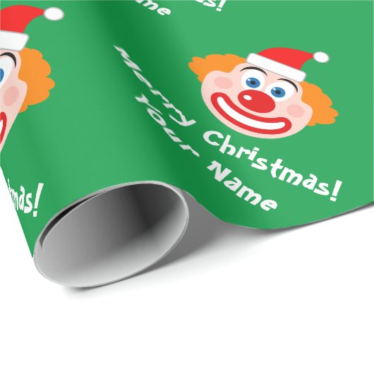Grappige circus clown met kerstmuts cadeaupapier (Rol Hoek)